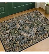 Hazo Haus Washable Dark Vintage Floral Rugs for Entryway - Small 2x3 Washable Rug for Kitchen Bat...