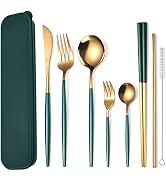 AARAINBOW 8 Pieces Stainless Steel Flatware Set Portable Reusable Cutlery Set Travel Utensils Set...