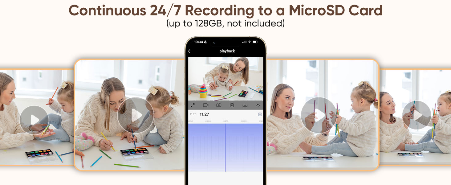 Continuous 24/7 recording, No Subscription required