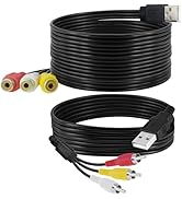 USB to 3RCA Adapter, BENACES 1Pair 1.5m/5Ft USB A Male to 3RCA Male + USB Male to 3RCA Female Aud...