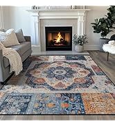 AQQA Boho Area Rugs 5x7,Vintage Distressed Washable Large Rugs Thick Low Pile Ultra Soft Non-Slip...