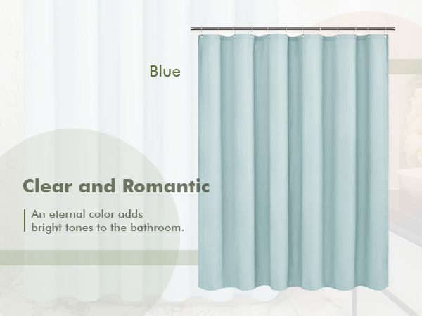 blue embossed shower curtain liner with magnets