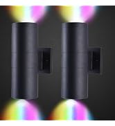 INTWELL White &amp; 16 Color Wall Lights,Color Changing Wall Sconces Set of Two,RGB Up and Down Wall ...