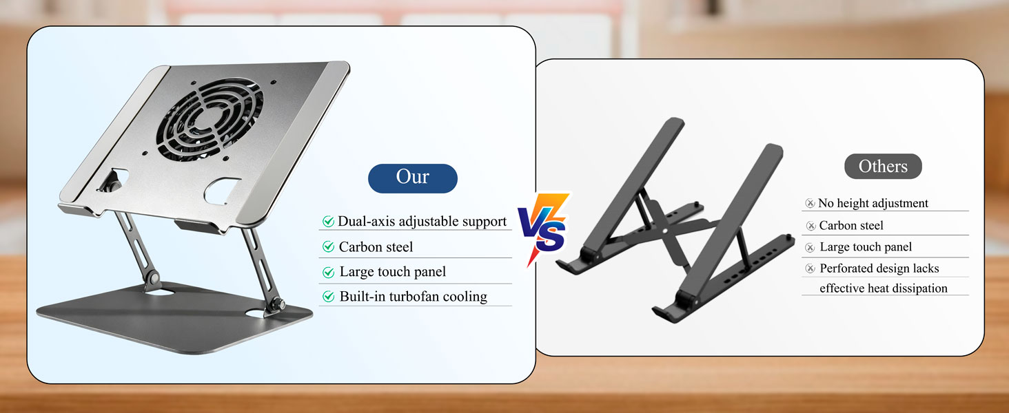 Laptop Stand for Desk, Laptop Riser with Active Cooling Fan
