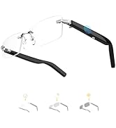 Faifxo Smart Glasses Rimless Smartglasses with Bluetooth Speaker,Remote Control Photo Taking/UV P...