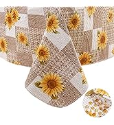 Vinyl Tablecloth with Flannel Backed Waterproof Oil-Proof PVC Table Cloth Wipeable Spill-Proof Pl...