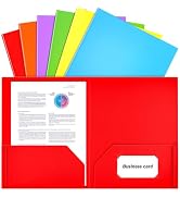 SUNQEBO 6 Pack Pocket Folders, Heavy Duty Plastic Folders with Pockets, File Folders with 2 Pocke...