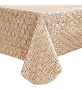 Heavy Duty Vinyl Tablecloth with Flannel Backing Waterproof Oil-Proof PVC Table Cloth Stain-Resis...