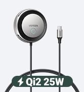 UGREEN Qi2.2 Magnetic Wireless Charger 25W with Silent Cooling Fan (TEC), MagSafe-Compatible 5ft ...