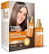 KATIVA Brazilian Keratin Straightening Kit, Shampoo Mask Conditioner + Potion 4 Heat Protectant S...