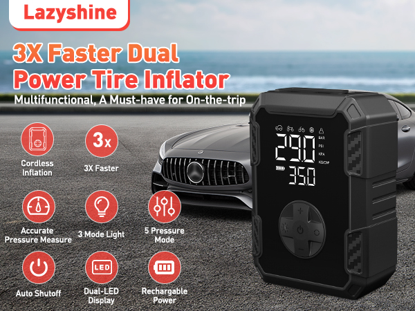 tire inflator portable air compressor car pump