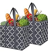 WISELIFE Reusable Grocery Bags 2-Pack Foldable Washable Large Storage Bins Basket Water Resistant...
