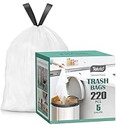 5 Gallon 220pcs Strong Drawstring Trash Bags Garbage Bags by Teivio, Bathroom Trash Can Bin Liner...