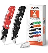 KATA 2-PACK Folding Utility Knife, Heavy Duty Box Cutter with 10pcs SK5 Quick Change Blades, Safe...