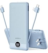 VEGER Portable Charger for iPhone Built in Cables Fast Charging USB C Slim 10000 Power Bank, Wall...
