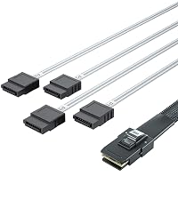 H!Fiber.com 2 Pack 12G Internal Mini SAS HD SFF-8643 to SFF-8643 Cable, 0.5m, 36 Pin, with Sideband,...