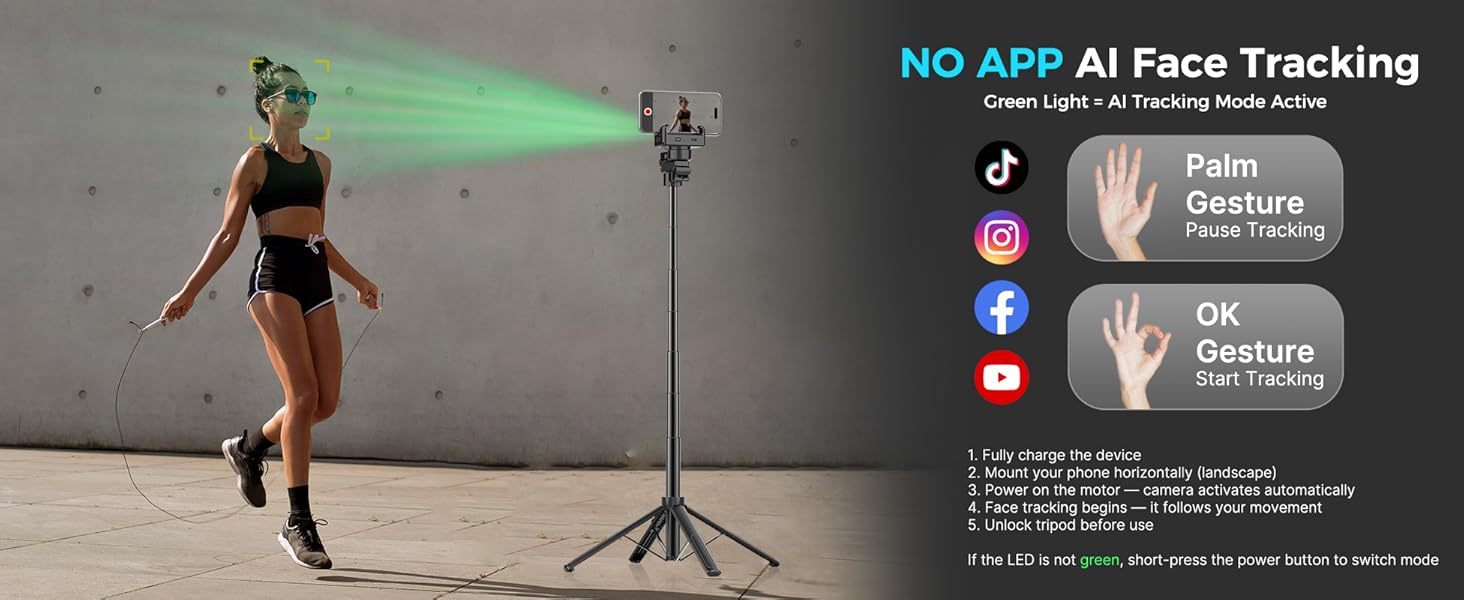 smart ai facial 360 face tracking tripod