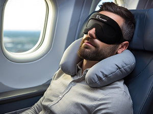 Man sleeping on airplane