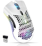 VEGCOO Wireless Gaming Mouse, Silent Click Wireless Rechargeable Mouse with Colorful LED Lights a...