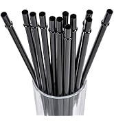 DAKOUFISH 12 Inch Long Black Reusable Plastic Replacement Drinking Straws for 30 oz &amp; 40 oz Mason...