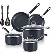 Cook N Home Professional Hard Anodized Nonstick Pots and Pans 10-Piece Cookware Set, with Stay-Co...