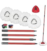Spin Mop Replacement Head Set with Base and 30" to 58" Mop Handle, Spin Mop Kits Compatible with ...