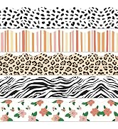 AnyDesign 69Ft Safari Bulletin Board Borders Wildflower Leopard Zebra Print Decoration Borders Tr...