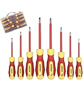 Insulated Screwdriver Set with Case, HOUSERAN 8-Piece Heavy Duty Phillips and Slotted Screwdriver...