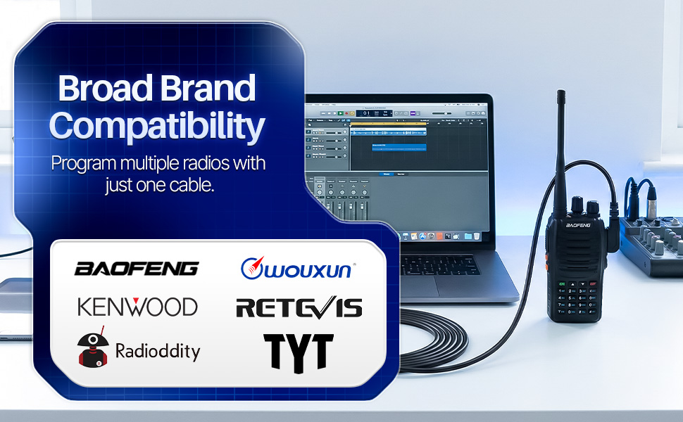Compatibility callouts for Kenwood radio programming cable, Retevis programming cable
