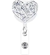 Heart Retractable Badge Holder, ID Card Clips, Badge Reel for Nurses Students Workers, Badge Hold...