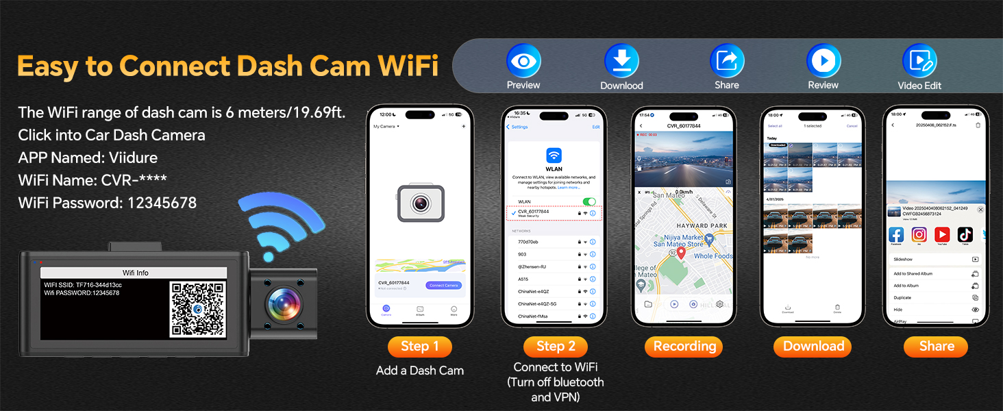 dash cam front and inside with app