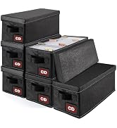 PUTNATRUE CD Storage Boxes with Lids, 6 Pack Hold 210 CDs (35 Each), Stackable Fabric Organizer w...