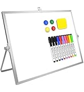 Dry Erase White Board, 16inX12in Large Magnetic Desktop Whiteboard with Stand, 10 Markers, 4 Magn...
