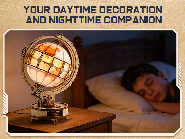 ROKR Illuminated Rotating Wooden Globe Puzzle