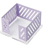 Sticky Note Holder Memo Pad Cube Dispenser 3.5 x 3.5Inch Notepad Holder Acrylic Base Purple Metal...