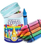 16 Colors Jumbo Crayons for Toddlers 1-3, Washable Easy to Hold Large Crayons for Kids Ages 2-4 4...