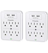 Multi Plug Outlet, Surge Protector, POWSAV USB Wall Charger with 2 USB Ports, 6-Outlet Extender a...