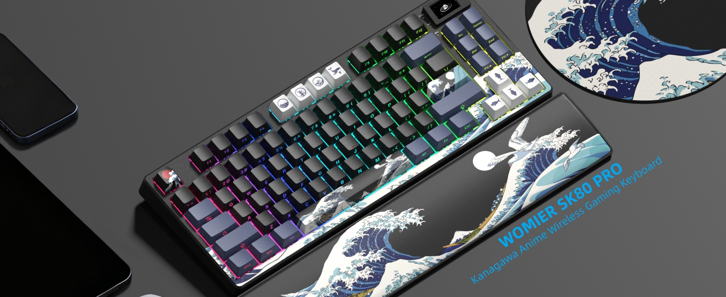 75% Wireless Mechanical Keyboard, Creamy Gaming Keyboard, 75% Black keyboard