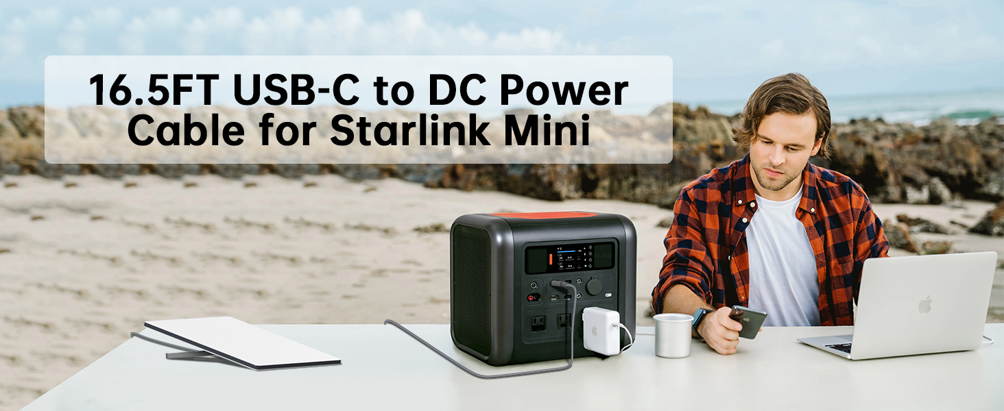 16.5FT USB C to DC Power Cable for Starlink Mini