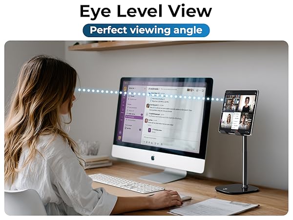 iPad accessories eye level stand, adjustable iPad holder and Kindle holder for desk use