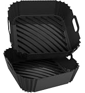 Large Silicone Air Fryer Liners Square 5-9 QT, 7.9 Inch Airfryer Liners Reusable 2 Pack Air Fryer...