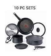 T-fal Ingenio Expertise Non Stick Cookware Set 10 Piece, Induction, Oven Broiler Safe 500F, Stack...