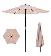OLIXIS 7.5ft Patio Umbrella with Tilt and Crank Button &amp; 8 Sturdy Ribs Waterproof, Patio Table Um...