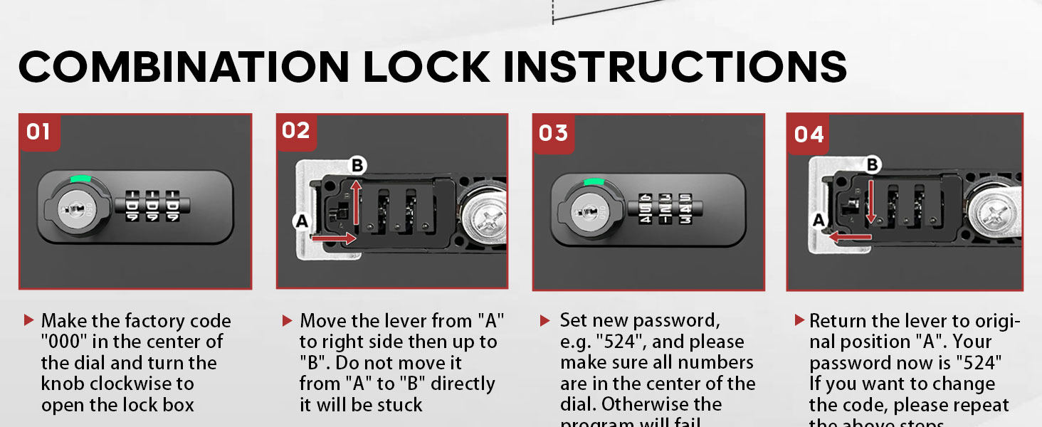 The fire safe document box is featuring both a 3-digit combination lock and a key lock.