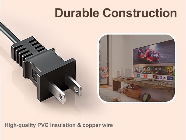 TV Power Cord for Samsung LG TCL Sony TV Power Cable