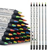 nsxsu 12 Pcs 7 in 1 Rainbow Pencils for Kids, Rainbow Colored Pencil Fun Pencils Multi color Penc...