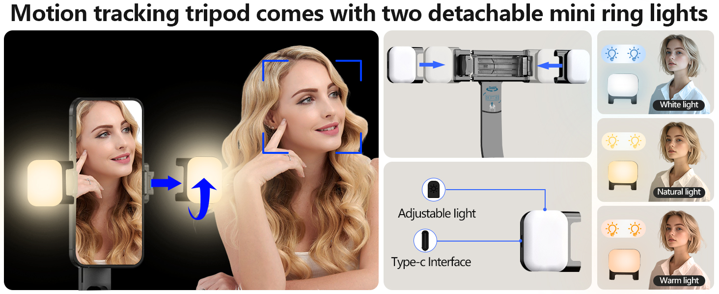 360 rotatable selfie stick tripod