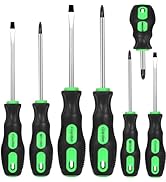 GURADESIGN 7-Piece Magnetic Screwdrivers Set, 4 Phillips and 3 Flat, Professional Cushion Grip Sc...