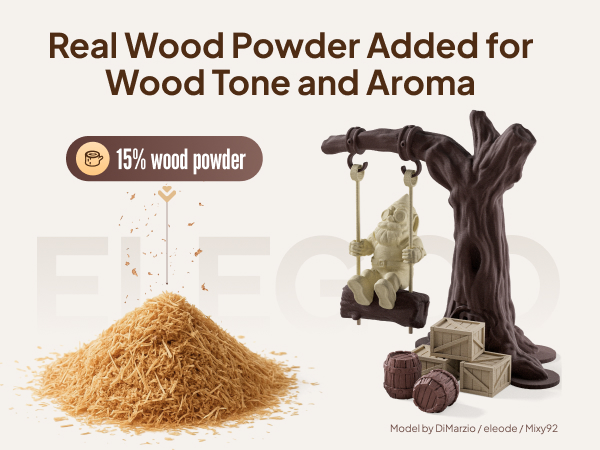 Real Wood Powder Added for Wood Tone and Aroma