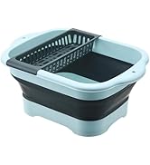 Alltiett 2.77 Gallon (10.5L) Collapsible Dish Basin with Drain Plug, Outdoor Multiuse Foldable Si...